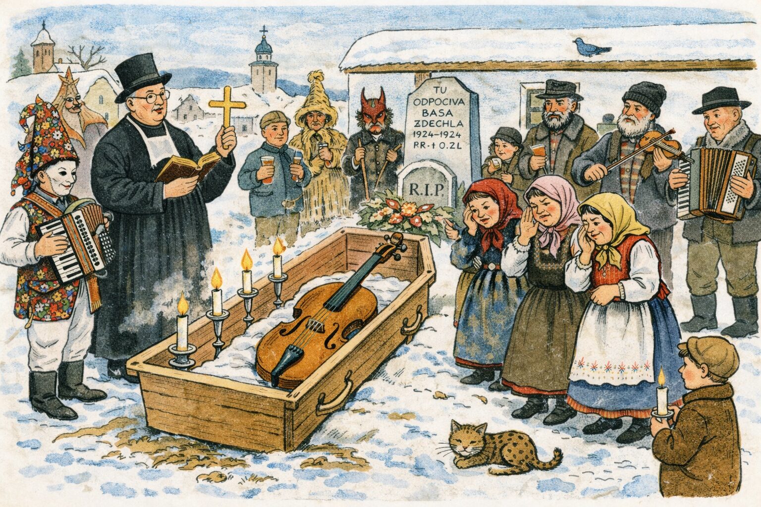 Medzi zábavnejšie tradície patrí napríklad pochovávanie basy.