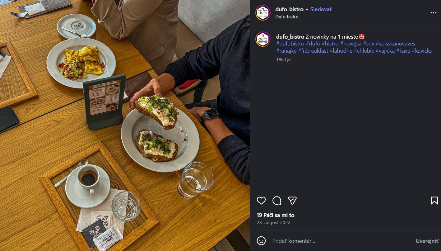 Bistro v Spišskej Novej Vsi Zdroj FOTO: instagram @dufo_bistro